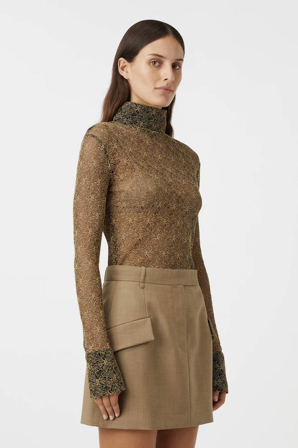 Maud Long Sleeve Top Gold Lace