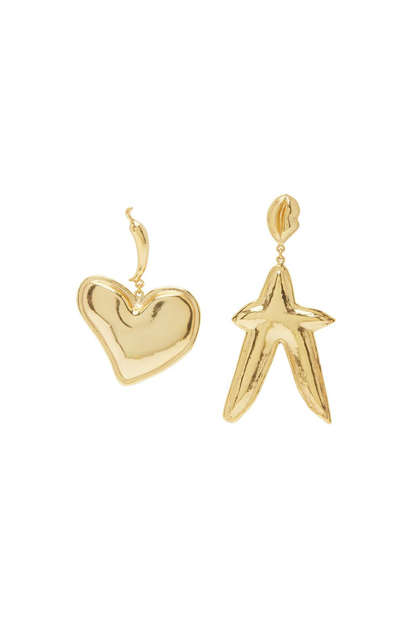 High Roller Heart Star Earrings Gold