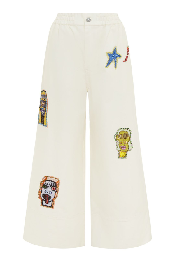 Players Embroidered Pant Cream
