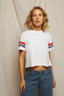 Lexi Cotton Crew Tee White Poppy/ Navy Stripe