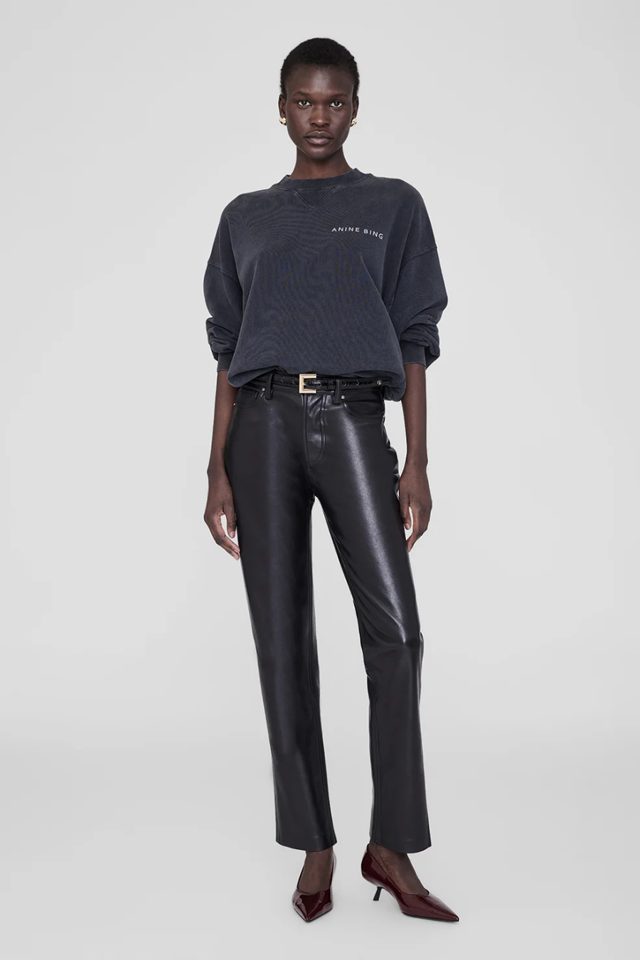 Jaci Sweatshirt Twisted Snake Washed Black | Anine Bing – Deval