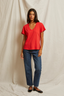 Hendrix Cotton Boxy V Neck Poppy Red