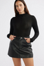 Core Leather Mini Skirt Black
