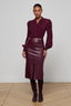 Arlette Vegan Leather Midi Skirt Dark Port