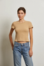 Gabby Rib Short Sleeve Sweater Suede