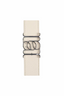 Double-Sided Pebble Leather Belt White/Tan/Silver