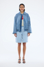 Harlow Denim Bomber Mid Wash Blue