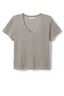 Hendrix Cotton Boxy V Neck Tee Ivory/ Black Stripe