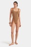 Square Neck Swim Metallic Cocoa