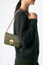 Small Braided Leather Moon Bag Khaki