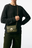 Small Braided Leather Moon Bag Khaki