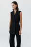 Wool Sleeveless Split Blazer Black