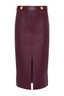 Arlette Vegan Leather Midi Skirt Dark Port