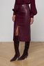 Arlette Vegan Leather Midi Skirt Dark Port