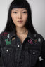 Kasy Denim Embrioded Jacket Gris