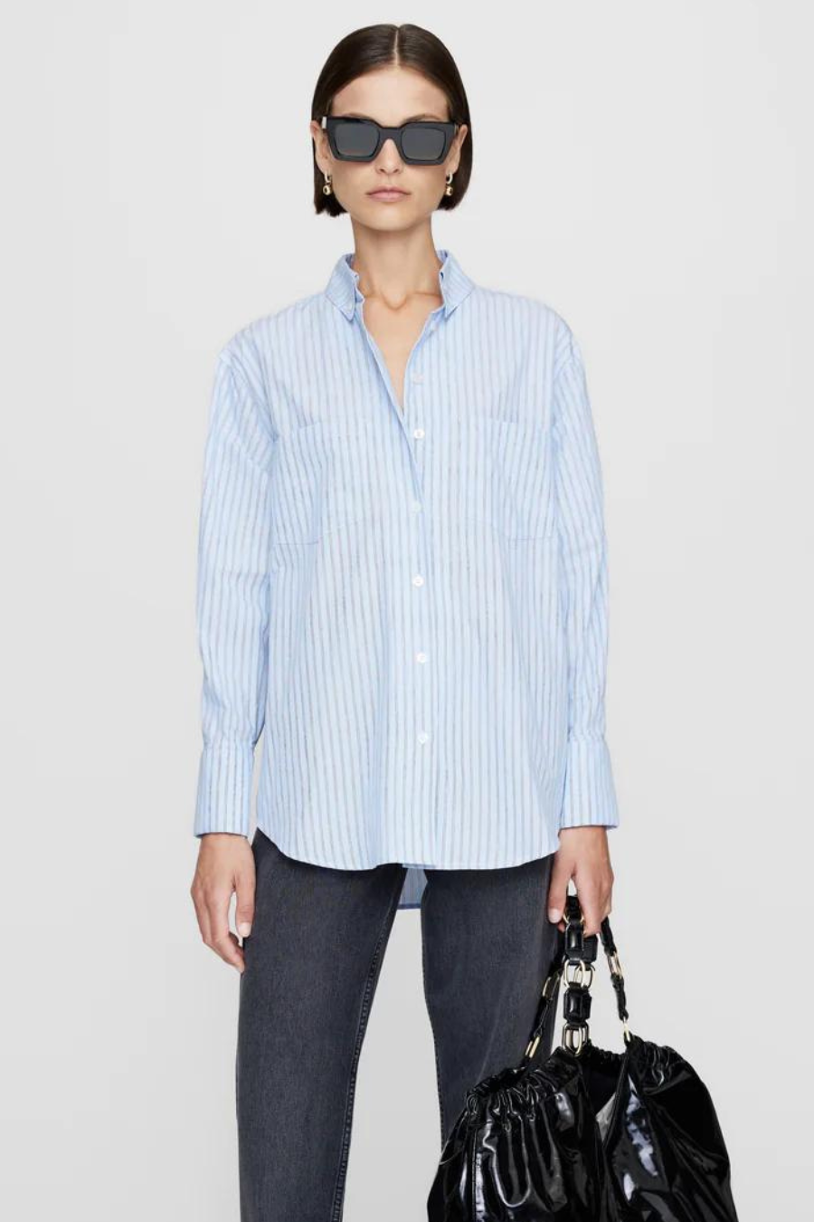 Catherine Shirt Blue And White Stripe Anine Bing Deval