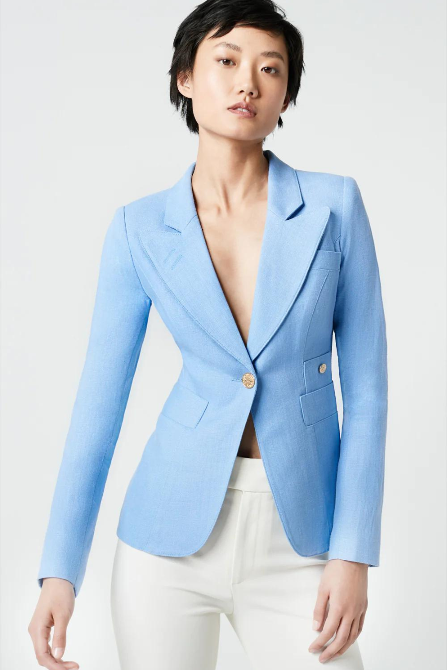 Linen Duchess Blazer Periwinkle Smythe Deval boutique Wanaka