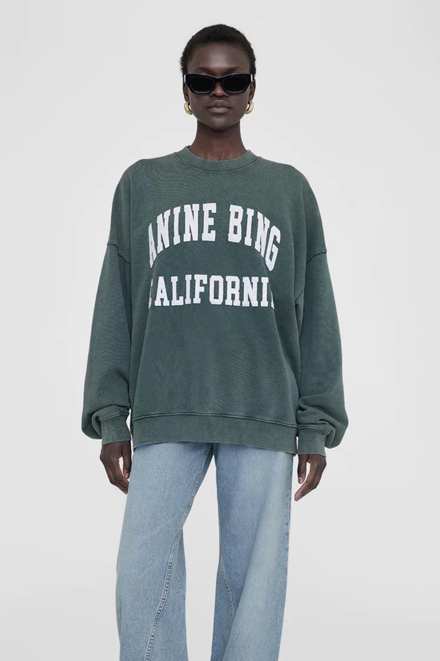 Miles Sweatshirt Anine Bing Washed Dark Sage Deval boutique Wanaka