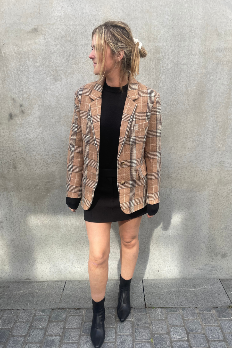 Wool Blazer Outfit Brown Checked Jacket Womens Veronica Beard