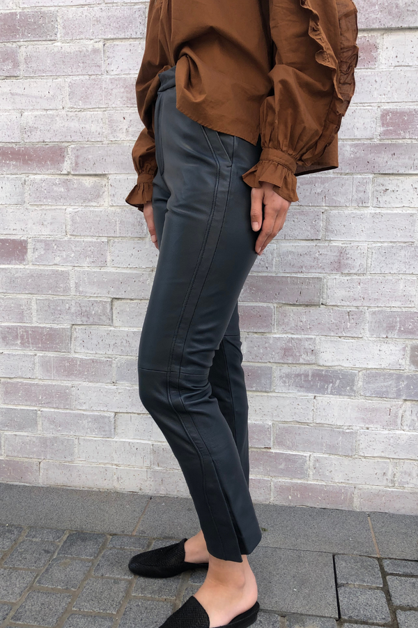 Rider Leather Pants Navy