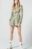 Pleated Short Lime Plaid