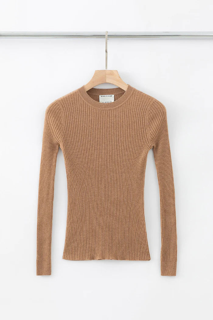 N.31 Cashmere Blend New Skinny Rib Crew Nutmeg