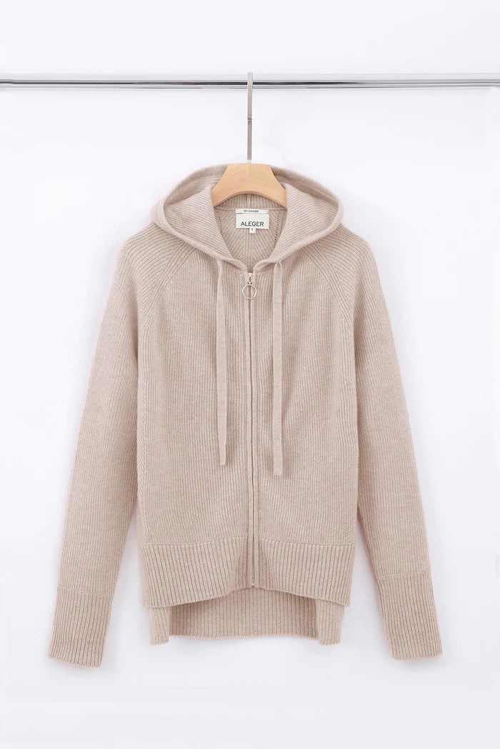 N.16 100% Cashmere Zip Hoodie Champagne