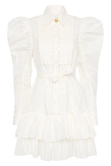 Florence Pearl Trim Mini Dress Ivory