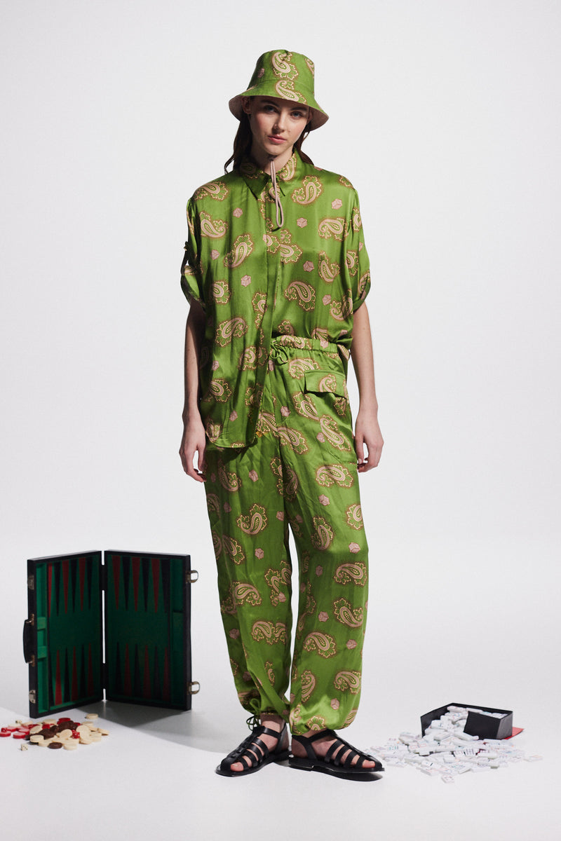 Dice Silk Pant Forest