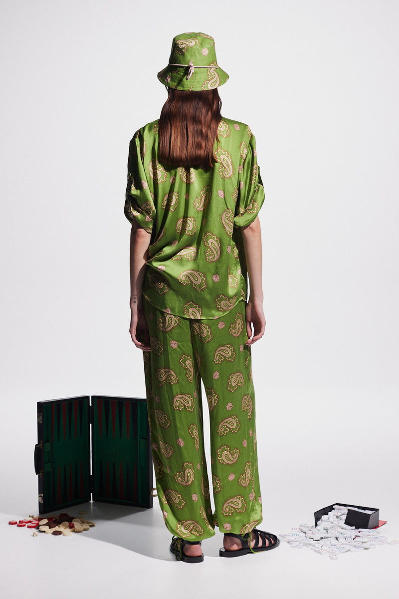 Dice Silk Pant Forest