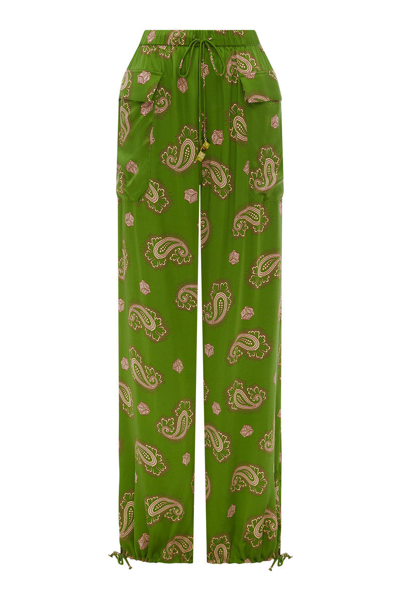 Dice Silk Pant Forest