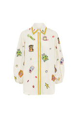 Checkers Embroidered Shirt Cream