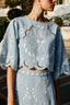 Richelieu Kimono Sleeves Cropped Blouse Denim
