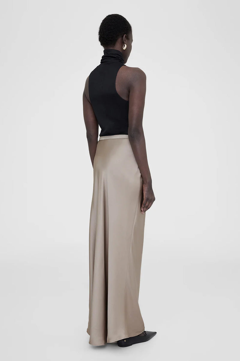 Bar Silk Maxi Skirt Taupe