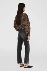 Miles Sweatshirt Black And Brown Leopard