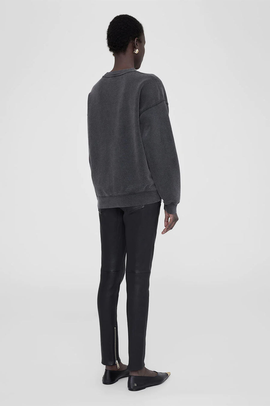 Spencer Sweatshirt Spotted Leopard Washed Black | Anine Bing