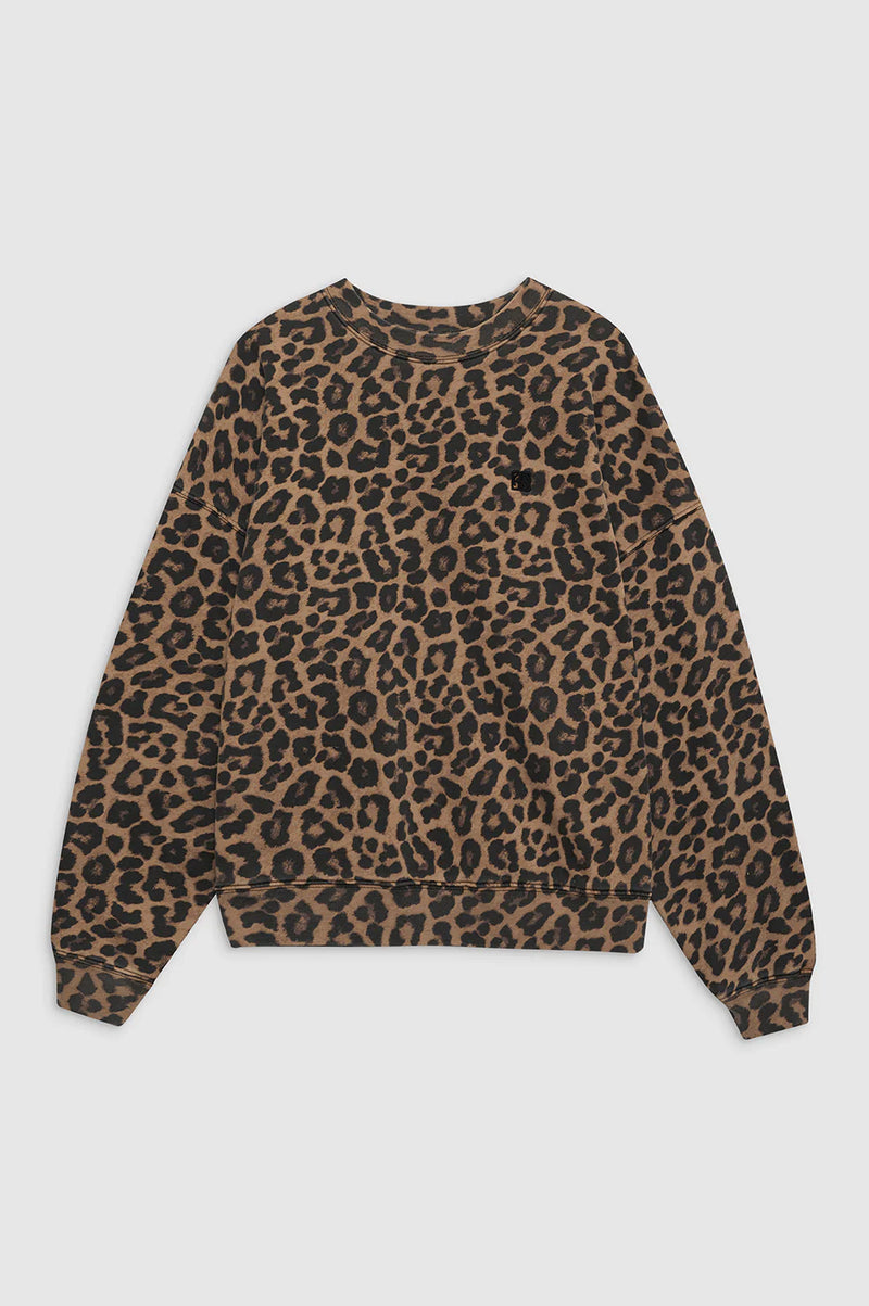 Miles Sweatshirt Black And Brown Leopard