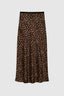 Printed Bar Silk Skirt Black And Brown Leopard
