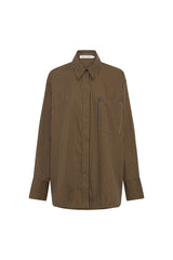 Iris Shirt Charcoal Tan Stripe