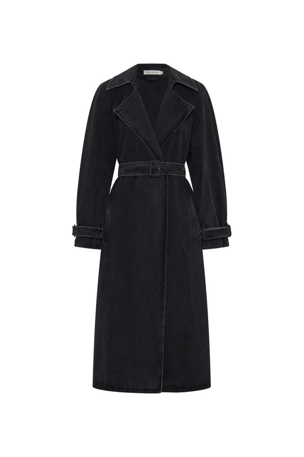 Bea Denim Trench Coat Soft Black