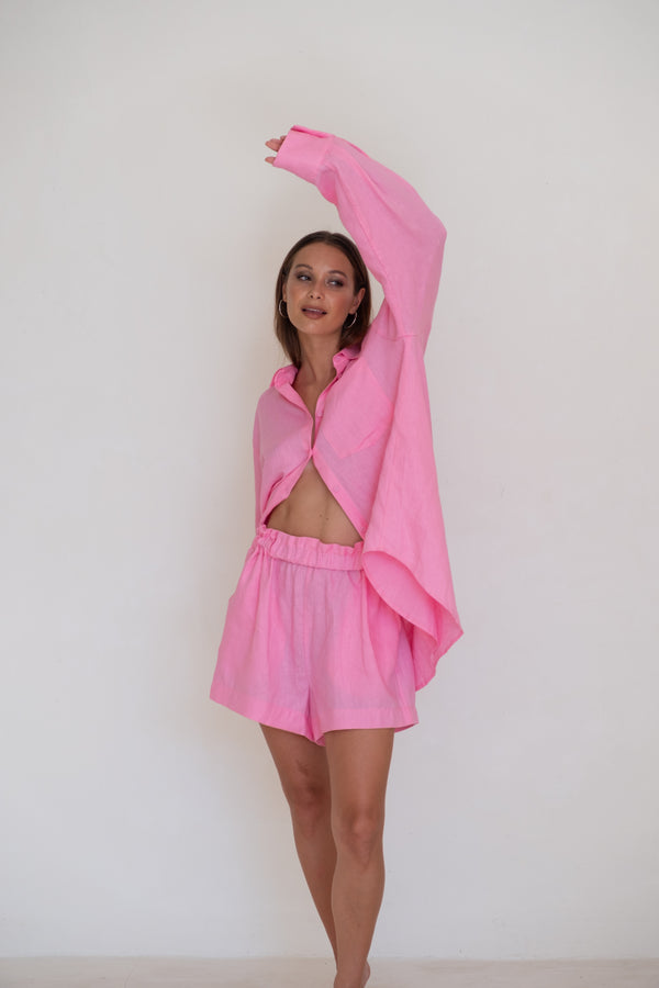 Sunday Shorts Barbie Pink Linen