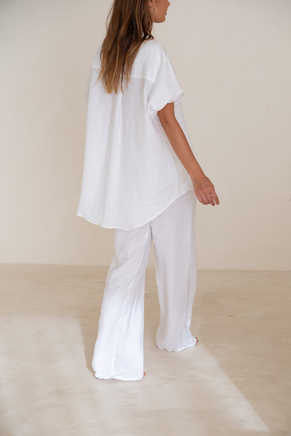 Mellow Puff Shirt White Linen