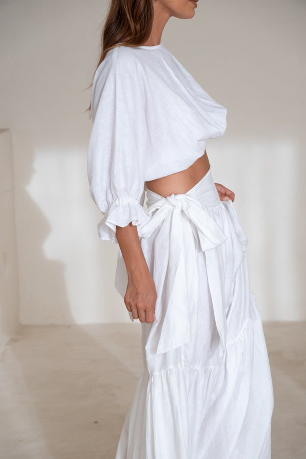 Krissy Crop White Linen