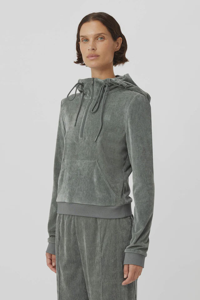 Aneta Velour Hoodie Agave