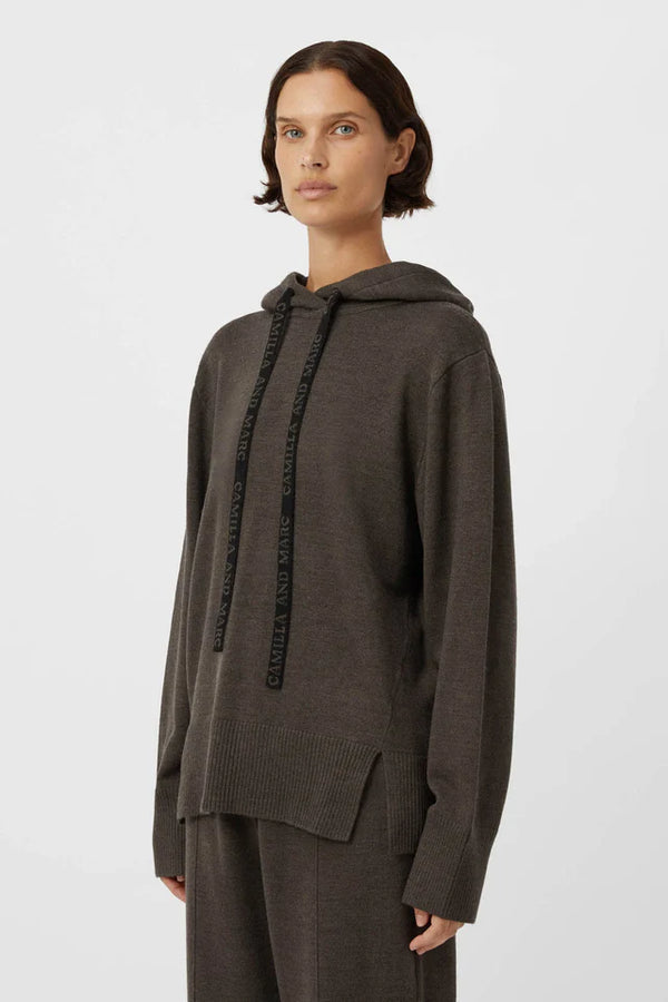 Arden Knit Hoodie Warm Charcoal Marle
