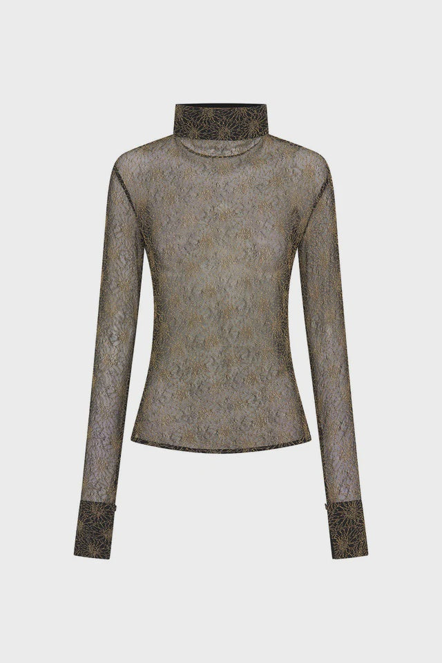 Maud Long Sleeve Top Gold Lace