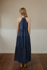 Adrift Dress Navy Polkadot