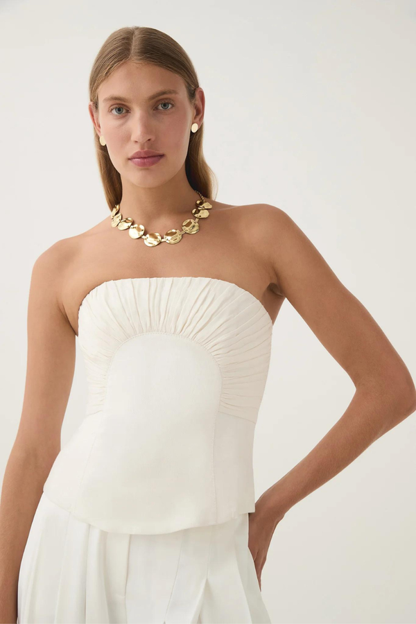Oriel Ruched Bustier Ivory