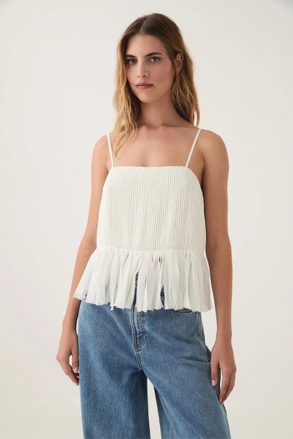 Arris Fringed Top White