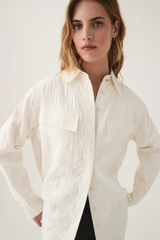 Ashlar Quilted Shirt Jacket Ivory